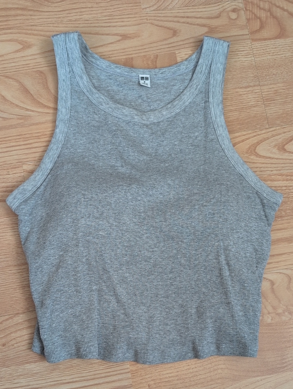 Uniqlo Women's Bra Top Cropped Ribbed Tank Top - Light Gray Size M